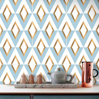 Rhombus Peel and Stick Wallpaper Panel Yellow-Blue Modern Style Wall Art for Washroom Yellow-Blue Clearhalo 'Modern wall decor' 'Modern' 'Wallpaper' Wall Decor' 1425072