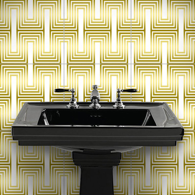 Yellow Matrix Wallpaper Panels Geometry Modern Peel and Stick Wall Art for Bathroom Yellow Clearhalo 'Modern wall decor' 'Modern' 'Wallpaper' Wall Decor' 1425084