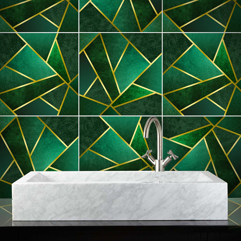 Geometric Adhesive Wallpaper Panels for Kitchen 4.3-sq ft Wall Covering in Green Green Clearhalo 'Modern wall decor' 'Modern' 'Wallpaper' Wall Decor' 1425092