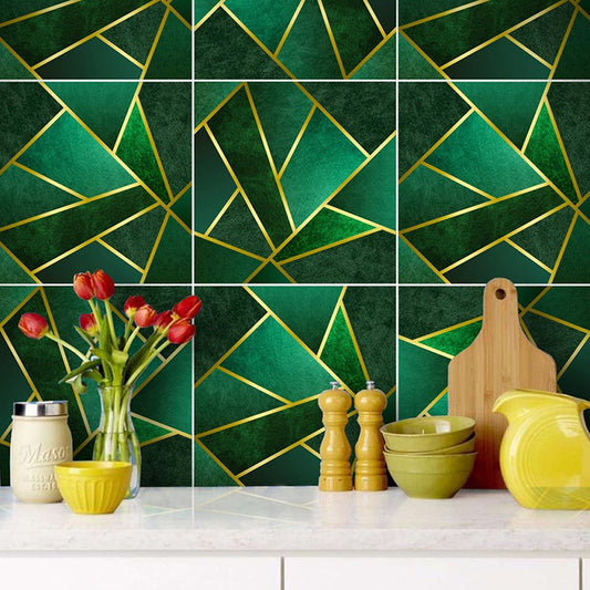 Geometric Adhesive Wallpaper Panels for Kitchen 4.3-sq ft Wall Covering in Green Clearhalo 'Modern wall decor' 'Modern' 'Wallpaper' Wall Decor' 1425093