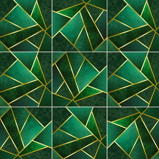 Geometric Adhesive Wallpaper Panels for Kitchen 4.3-sq ft Wall Covering in Green Clearhalo 'Modern wall decor' 'Modern' 'Wallpaper' Wall Decor' 1425094