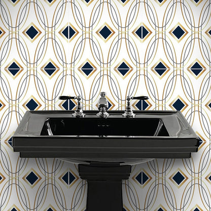 Modern Seamless Pattern Wallpaper Panel in Black-Gold Self-Adhesive Wall Decor for Kitchen Black-Gold Clearhalo 'Modern wall decor' 'Modern' 'Wallpaper' Wall Decor' 1425096