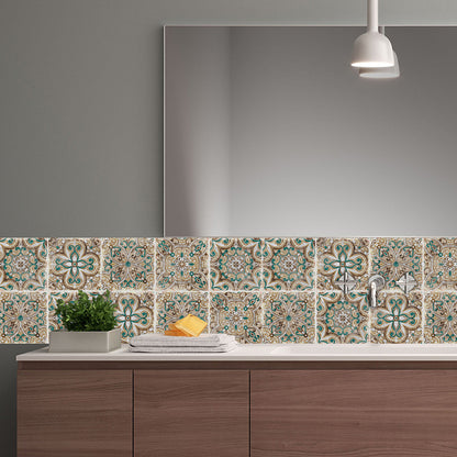 Boho Floral Self Sticking Wallpaper Panel Grey-Green Bedroom Wall Art, 8' L x 8" W Gray-Green Clearhalo 'Wall Decor' 'Wallpaper' 1425126