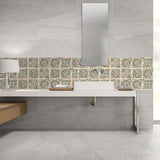 Boho Floral Self Sticking Wallpaper Panel Grey-Green Bedroom Wall Art, 8' L x 8" W Clearhalo 'Wall Decor' 'Wallpaper' 1425128