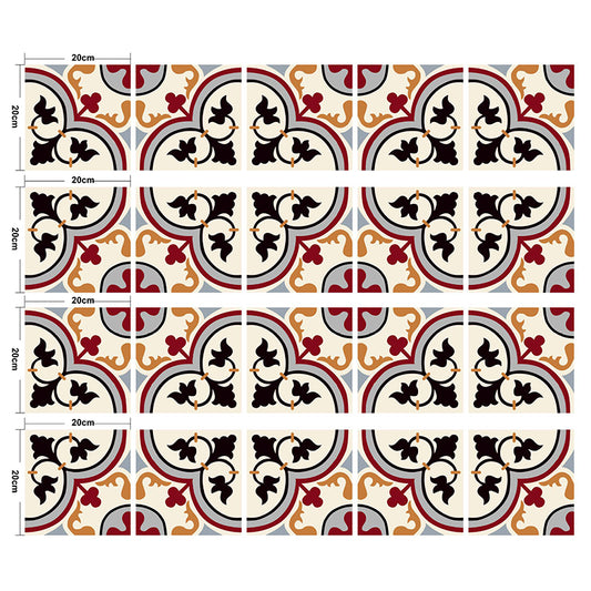 Baroque Flower Wallpaper Panels Orange Red Wall Covering for Dining Room, Self Sticking Clearhalo 'Wall Decor' 'Wallpaper' 1425133