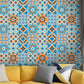 Orange-Blue Mandala Wallpaper Panel Peel and Stick Bohemian Style Restroom Wall Decor Clearhalo 'Wall Decor' 'Wallpaper' 1425146