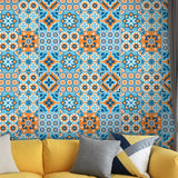 Orange-Blue Mandala Wallpaper Panel Peel and Stick Bohemian Style Restroom Wall Decor Clearhalo 'Wall Decor' 'Wallpaper' 1425146