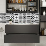 Exotic Mixed Pattern Adhesive Wallpaper Panels for Bathroom, Black and White, 8' L x 8" W Clearhalo 'Wall Decor' 'Wallpaper' 1425158