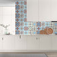 Bohemia Symmetric Wallpaper Panels for Kitchen 8' x 8" Wall Decor in Orange-Blue, Peel and Paste Clearhalo 'Wall Decor' 'Wallpaper' 1425180