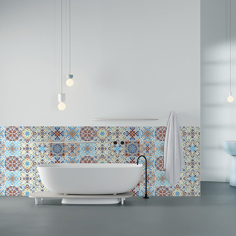 Bohemia Symmetric Wallpaper Panels for Kitchen 8' x 8" Wall Decor in Orange-Blue, Peel and Paste Clearhalo 'Wall Decor' 'Wallpaper' 1425181