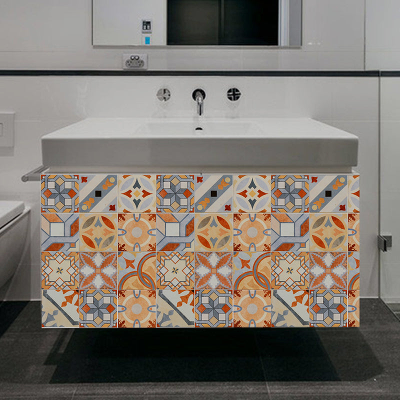 Boho Mosaics Tile Stick Wallpaper Panel Orange-Blue Kitchen Wall Covering, 8' x 8" Clearhalo 'Wall Decor' 'Wallpaper' 1425240