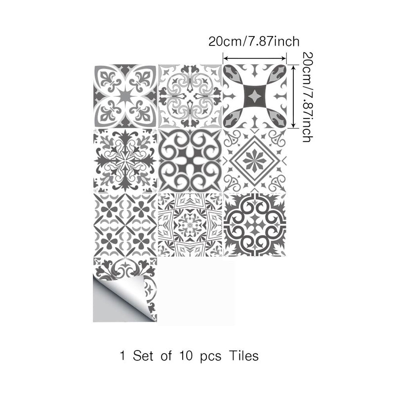 Ethnic Baroque Tiles Wallpaper Panel for Restaurant, Black and White, 8' L x 8" W, Adhesive Clearhalo 'Wall Decor' 'Wallpaper' 1425257