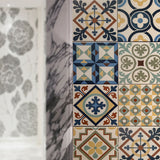 Geometry Tiles Adhesive Wallpaper Panels Baroque Smooth Wall Art in Red-Yellow-Blue Clearhalo 'Wall Decor' 'Wallpaper' 1425291