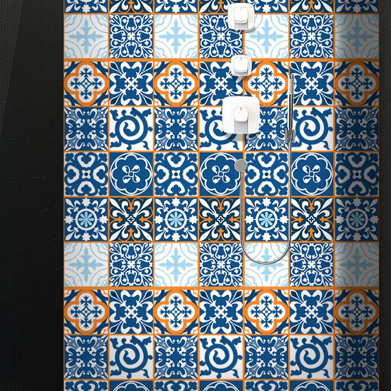 Moroccan Tiles Wallpaper Panel Set in Orange-Blue Self-Adhesive Wall Decor for Kitchen Clearhalo 'Wall Decor' 'Wallpaper' 1425294