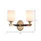 1/2-Head Cylindrical Wall Lamp Traditional Black-Gold White Glass Wall Mount Light Fixture Clearhalo 'Wall Lamps & Sconces' 'Wall Lights' Lighting' 1425386