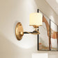 Gold Cylinder Wall Lighting Retro Style Ribbed Glass 1/2 Bulbs Bedside Wall Sconce Light Clearhalo 'Wall Lamps & Sconces' 'Wall Lights' Lighting' 1425401