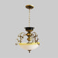 3 Lights Pendant Chandelier Country Bowl-Like Milk Glass Pendulum Lighting with Branch Decor in Bronze Clearhalo 'Ceiling Lights' 'Chandeliers' Lighting' options 1425446