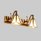 Flower Bathroom Vanity Lighting Rustic Style White Glass 2/3/4 Bulbs Gold Wall Mounted Light Fixture Clearhalo 'Vanity Lights' 'Wall Lights' Lighting' 1425463