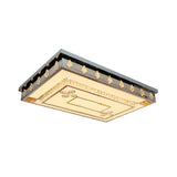 Rectangular Ceiling Fixture Modern Clear Crystal Blocks Drawing Room LED Flush Mount Lamp in Stainless-Steel - Clearhalo - 'Ceiling Lights' - 'Close To Ceiling Lights' - 'Close to ceiling' - 'Flush mount' - Lighting' - 1425614