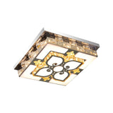 Square Clear Crystal Blocks Flush Light Contemporary Drawing Room LED Ceiling Lighting in Nickel Clearhalo 'Ceiling Lights' 'Close To Ceiling Lights' 'Close to ceiling' 'Flush mount' Lighting' 1425678