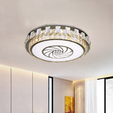 Nickel LED Ceiling Mount Contemporary Clear Beveled Crystal Blocks Round Flush Light Fixture with Windmill Pattern - Nickel - Clearhalo - 'Ceiling Lights' - 'Close To Ceiling Lights' - 'Close to ceiling' - 'Flush mount' - Lighting' - 1425716