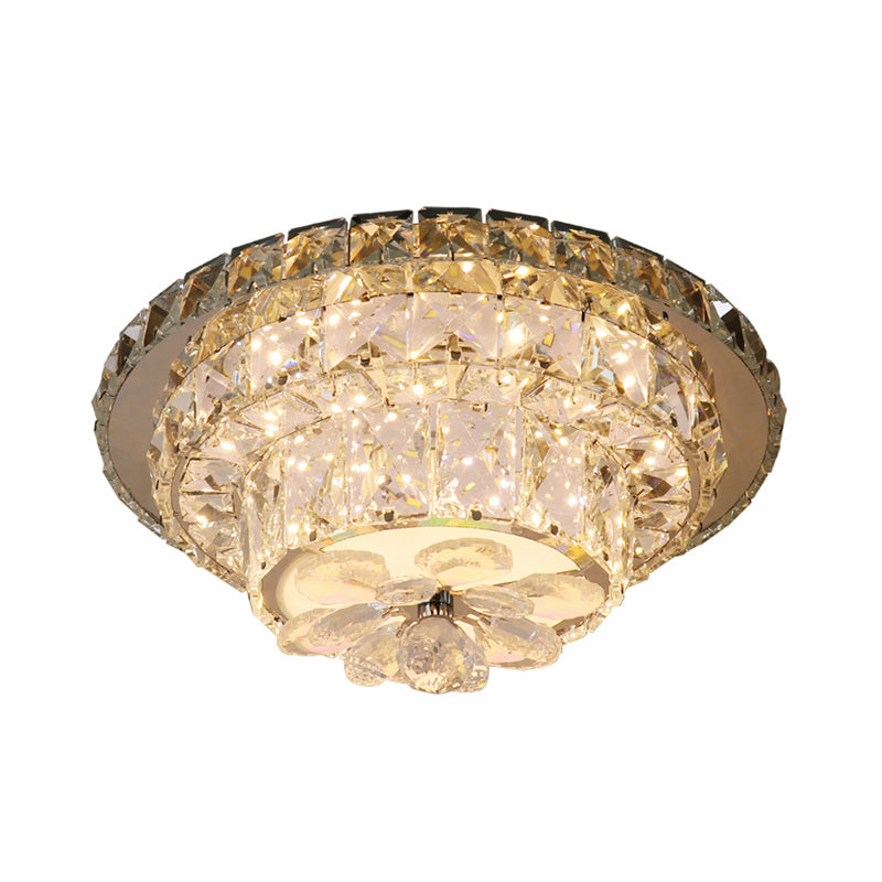 Tapered Porch Flush Mount Contemporary Clear Cut Crystal Blocks LED Nickel Ceiling Light Fixture Clearhalo 'Ceiling Lights' 'Close To Ceiling Lights' 'Close to ceiling' 'Flush mount' Lighting' 1425733
