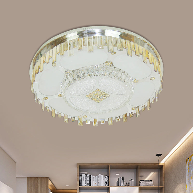 Stainless-Steel Circular Ceiling Lamp Contemporary Clear Crystal Blocks Parlor LED Flush Mount Clearhalo 'Ceiling Lights' 'Close To Ceiling Lights' 'Close to ceiling' 'Flush mount' Lighting' 1425786