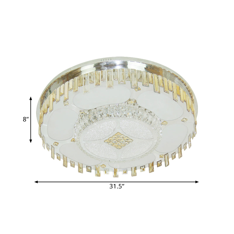 Stainless-Steel Circular Ceiling Lamp Contemporary Clear Crystal Blocks Parlor LED Flush Mount Clearhalo 'Ceiling Lights' 'Close To Ceiling Lights' 'Close to ceiling' 'Flush mount' Lighting' 1425788