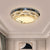 Contemporary Circular Flush Mount Clear Cut Crystal Blocks LED Ceiling Fixture in Stainless-Steel