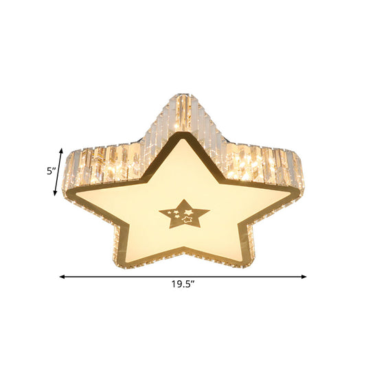Star Sleeping Room Ceiling Lamp Modern Clear Crystal Prisms LED Gold Flush Mount Lighting Clearhalo 'Ceiling Lights' 'Close To Ceiling Lights' 'Close to ceiling' 'Flush mount' Lighting' 1425886
