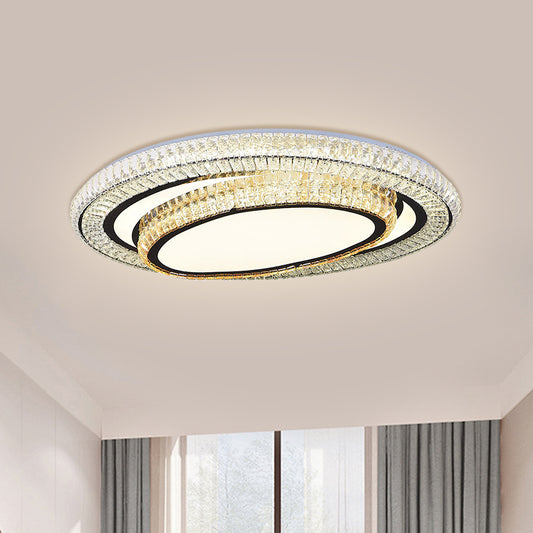 Black Finish LED Flushmount Light Modern Clear Rectangular-Cut Crystals Oval Ceiling Fixture Clearhalo 'Ceiling Lights' 'Close To Ceiling Lights' 'Close to ceiling' 'Flush mount' Lighting' 1425930