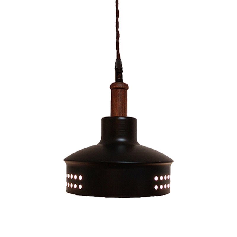 1 Bulb Hanging Ceiling Light with Barn Shade Metallic Modernist Stairway Pendant Lighting in Black Clearhalo 'Ceiling Lights' 'Modern Pendants' 'Modern' 'Pendant Lights' 'Pendants' Lighting' 142595