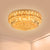 7 Heads Clear Crystal Orbs Flush Light Fixture Modern Gold Finish Drum Living Room Ceiling Mount Clear Clearhalo 'Ceiling Lights' 'Close To Ceiling Lights' 'Close to ceiling' 'Flush mount' Lighting' 1425980