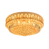 7 Heads Clear Crystal Orbs Flush Light Fixture Modern Gold Finish Drum Living Room Ceiling Mount Clearhalo 'Ceiling Lights' 'Close To Ceiling Lights' 'Close to ceiling' 'Flush mount' Lighting' 1425981