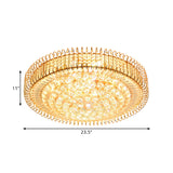 Drum Great Room Ceiling Lamp Contemporary Clear Beveled Crystal Balls 9 Bulbs Gold Flushmount