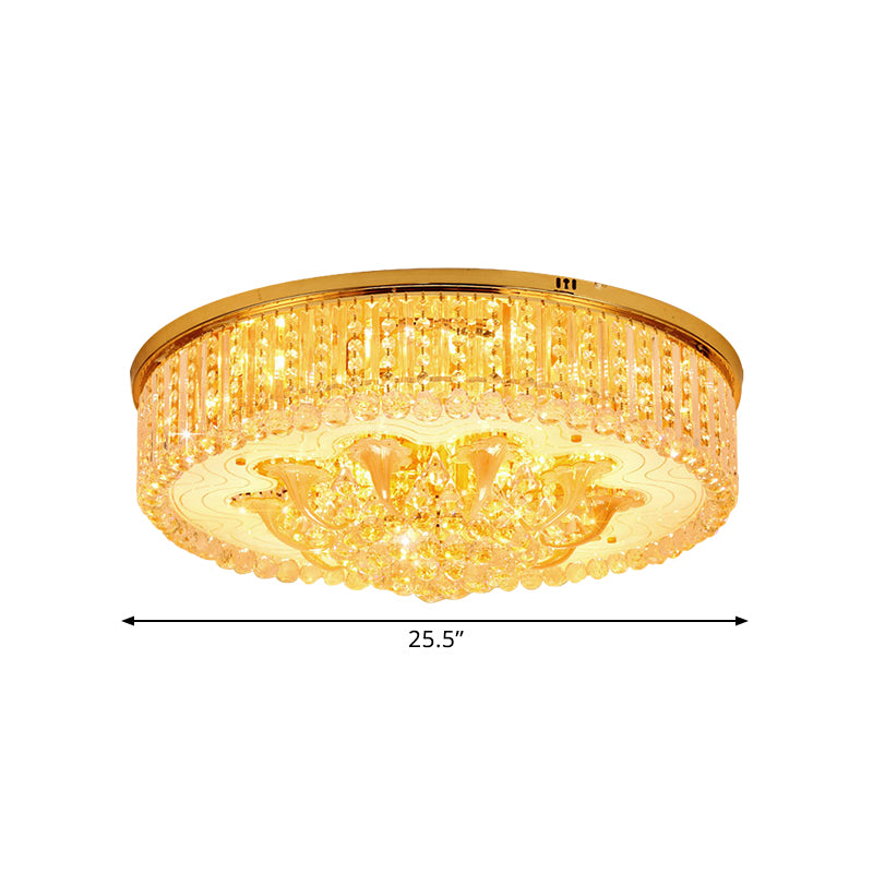 5 Heads Round Flush Light Fixture Modern Gold Clear Beveled Crystal Stands Ceiling Lighting Clearhalo 'Ceiling Lights' 'Close To Ceiling Lights' 'Close to ceiling' 'Flush mount' Lighting' 1425991
