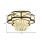 Floral Clear Crystal Draping Ceiling Lamp Contemporary 4/10 Bulbs Parlor Flushmount Light in Black, 16"/28.5" Wide Clearhalo 'Ceiling Lights' 'Close To Ceiling Lights' 'Close to ceiling' 'Flush mount' Lighting' 1425995