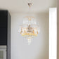 Mid-Century Curved Arm Hanging Chandelier 3 Heads Clear Crystal Draping Pendant Light Kit Clearhalo 'Ceiling Lights' 'Chandeliers' Lighting' options 1426001