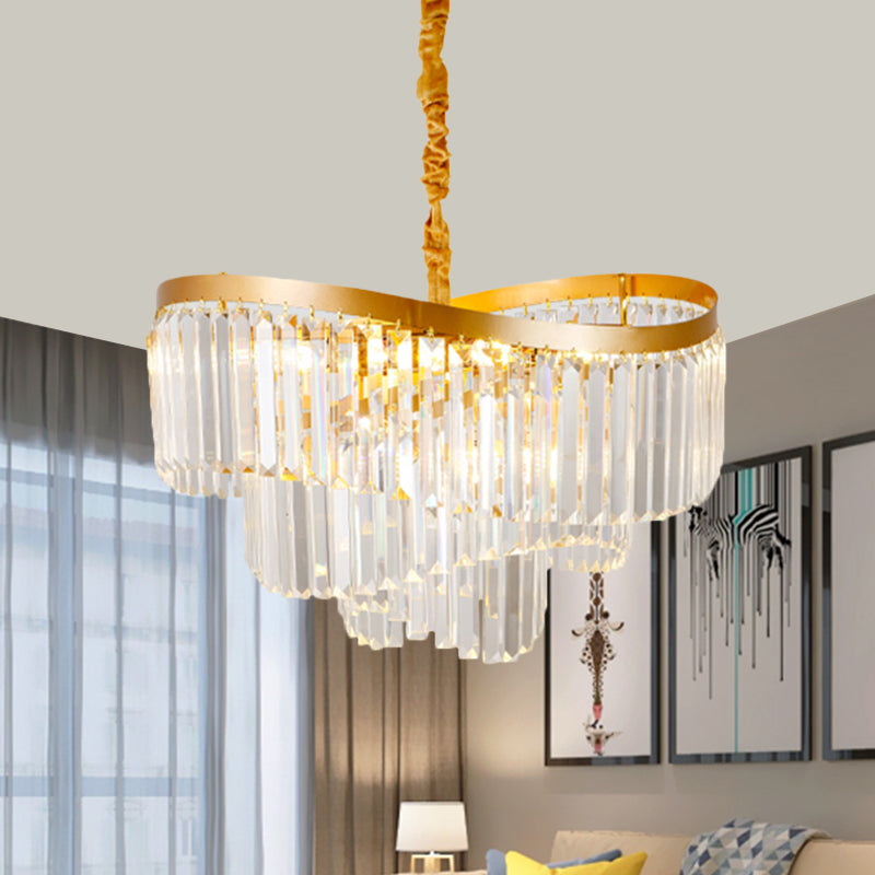 Spiral Clear Crystal Prisms Chandelier Light Contemporary 10/11 Bulbs Living Room Suspension Pendant, 21.5"/30" Wide Clearhalo 'Ceiling Lights' 'Chandeliers' 'Clear' 'Industrial' 'Modern Chandeliers' 'Modern' 'Tiffany' 'Traditional Chandeliers' Lighting' 1426029