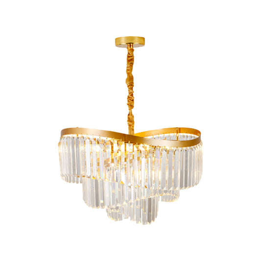 Spiral Clear Crystal Prisms Chandelier Light Contemporary 10/11 Bulbs Living Room Suspension Pendant, 21.5"/30" Wide Clearhalo 'Ceiling Lights' 'Chandeliers' 'Clear' 'Industrial' 'Modern Chandeliers' 'Modern' 'Tiffany' 'Traditional Chandeliers' Lighting' 1426030