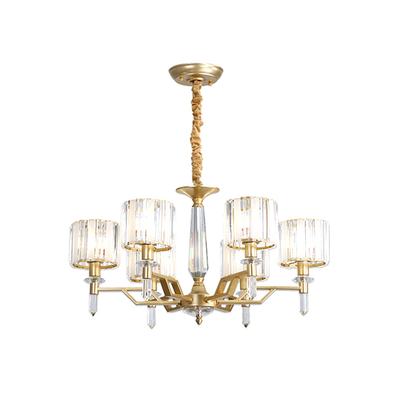 6/8 Bulbs Crooked Arm Ceiling Chandelier Contemporary Gold Clear Crystal Shade Hanging Light Kit Clearhalo 'Ceiling Lights' 'Chandeliers' 'Modern Chandeliers' 'Modern' Lighting' 1426056