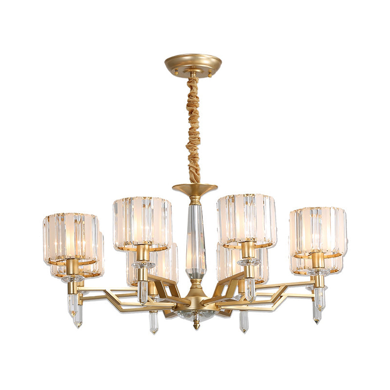 6/8 Bulbs Crooked Arm Ceiling Chandelier Contemporary Gold Clear Crystal Shade Hanging Light Kit Clearhalo 'Ceiling Lights' 'Chandeliers' 'Modern Chandeliers' 'Modern' Lighting' 1426061