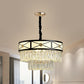 Black Finish 9 Heads Chandelier Lamp Contemporary Clear Crystal 3-Layer Round Suspension Light Clearhalo 'Ceiling Lights' 'Chandeliers' 'Modern Chandeliers' 'Modern' Lighting' 1426078