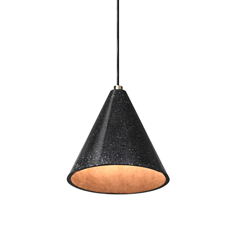 Concrete Tapered Shade Hanging Lamp Industrial 1 Light Indoor Pendant Light with Terrazzo Design in Black Clearhalo 'Art Deco Pendants' 'Black' 'Cast Iron' 'Ceiling Lights' 'Ceramic' 'Crystal' 'Industrial Pendants' 'Industrial' 'Metal' 'Middle Century Pendants' 'Pendant Lights' 'Pendants' 'Rustic Pendants' 'Tiffany' Lighting' 142616