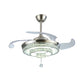 LED Tiered Round Ceiling Fan Light Contemporary Nickel Crystals 4-Blade Semi Flush Mount, 19" Wide Clearhalo 'Ceiling Fans with Lights' 'Ceiling Fans' 'Modern Ceiling Fans' 'Modern' Lighting' 1426162
