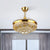 19" Wide LED Semi Flush Light Modern Circular Clear Crystal Blocks Pendant Fan Lamp in Gold Gold Clearhalo 'Ceiling Fans with Lights' 'Ceiling Fans' 'Modern Ceiling Fans' 'Modern' Lighting' 1426164