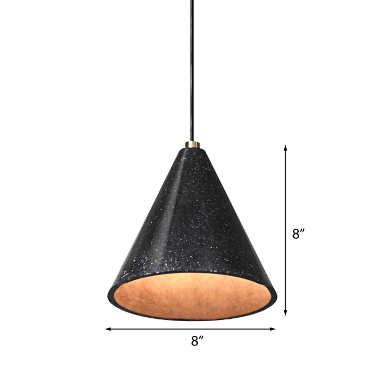 Concrete Tapered Shade Hanging Lamp Industrial 1 Light Indoor Pendant Light with Terrazzo Design in Black Clearhalo 'Art Deco Pendants' 'Black' 'Cast Iron' 'Ceiling Lights' 'Ceramic' 'Crystal' 'Industrial Pendants' 'Industrial' 'Metal' 'Middle Century Pendants' 'Pendant Lights' 'Pendants' 'Rustic Pendants' 'Tiffany' Lighting' 142617