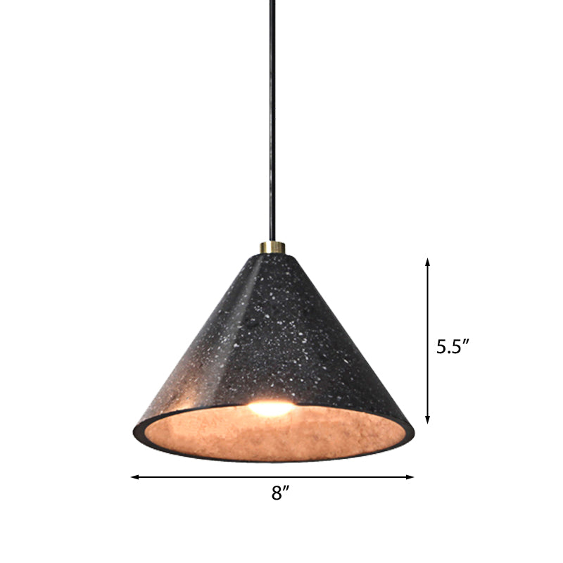 Concrete Tapered Shade Hanging Lamp Industrial 1 Light Indoor Pendant Light with Terrazzo Design in Black Clearhalo 'Art Deco Pendants' 'Black' 'Cast Iron' 'Ceiling Lights' 'Ceramic' 'Crystal' 'Industrial Pendants' 'Industrial' 'Metal' 'Middle Century Pendants' 'Pendant Lights' 'Pendants' 'Rustic Pendants' 'Tiffany' Lighting' 142620
