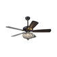 4 Blades LED Lantern Ceiling Fan Lamp Modern Iron Clear Crystal Semi Flush Light, 52" Width Clearhalo 'Ceiling Fans with Lights' 'Ceiling Fans' 'Modern Ceiling Fans' 'Modern' Lighting' 1426228