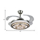 19" Width LED Semi Flush Mount Contemporary Round Clear Crystal Blocks 4 Blades Pendant Fan Lamp in Stainless-Steel with Rhombus/Six-Pointed Star Pattern Clearhalo 'Ceiling Fans with Lights' 'Ceiling Fans' 'Modern Ceiling Fans' 'Modern' Lighting' 1426245